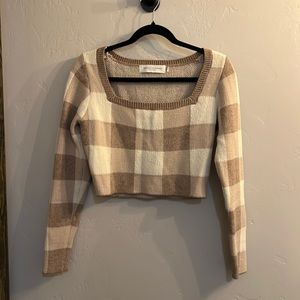 Nectar Clothing Crème and Tan Crop Sweater